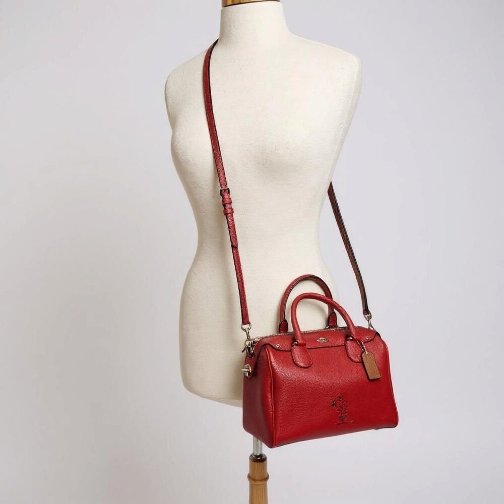Coach x Peanuts Snoopy Mini Bennett Satchel Red F37272 NWOT Leather Bag - Picture 2 of 16